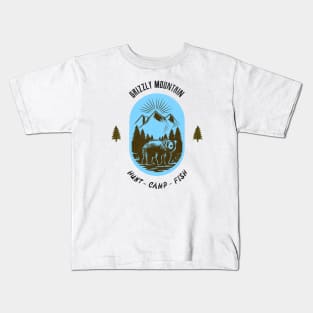 Grizzly Mountain Hunt Camp Fish - Blue Kids T-Shirt